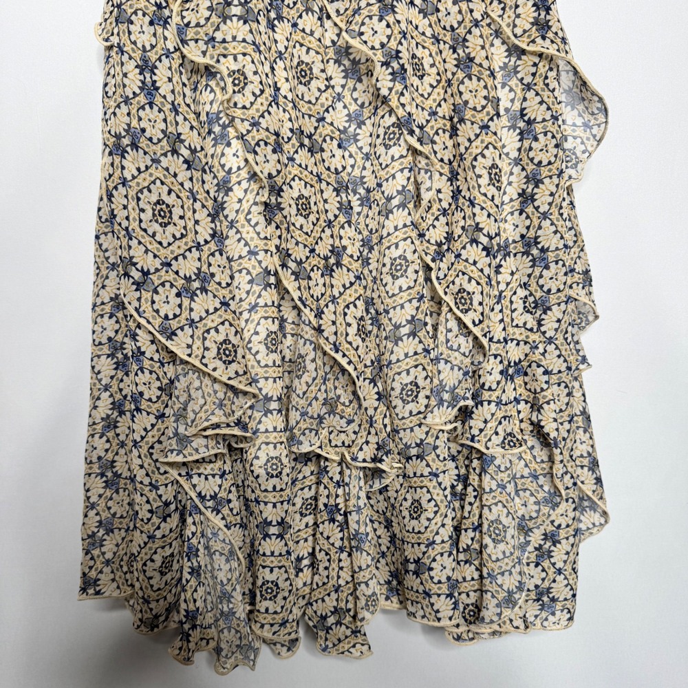 VTG Cottage Core Coquette Sz 8 Yellow Tiered Ruffle Hem Midi Dress Bridal Shower - Picture 6 of 9